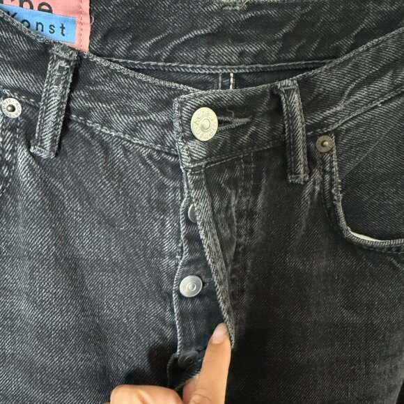 Acne Studios Blå Konst 1997 Used Black Metal Jeans 28 x 32 - Picture 5 of 10